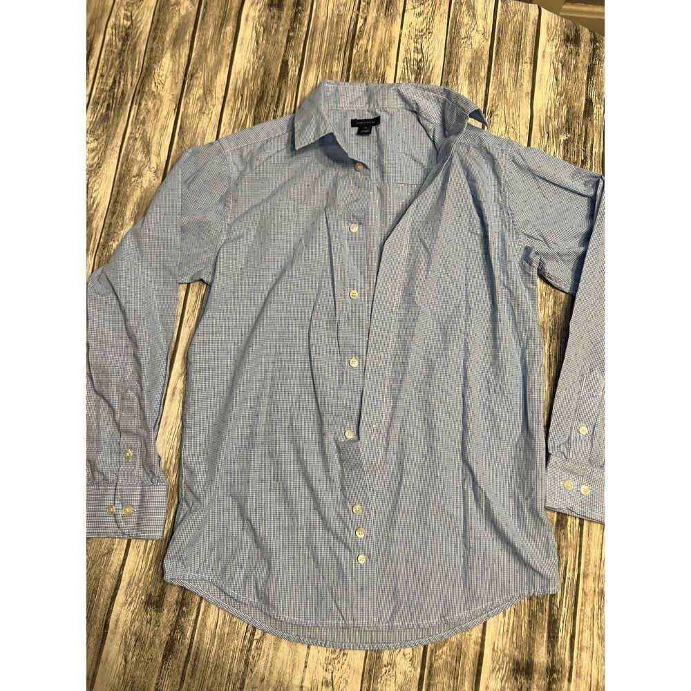 Boys Tommy Hilfiger blue‎ white Plaid  long sleeve button up size 14